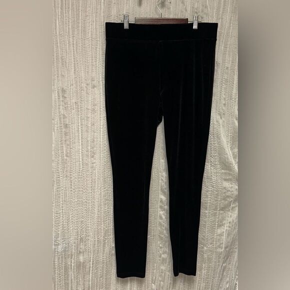LOFT L Black Velvet Pull On Leggings - Picture 7 of 16